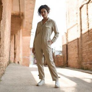 Martha Stewart Tan Utility Jumpsuit
